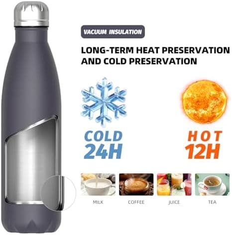 WATERSY Doppelwandige Edelstahl-Trinkflasche 500 ml Kinder ThermoSafe BPA-Frei Kalt&Warm Sprudel Dunkel Blau Sport Gym