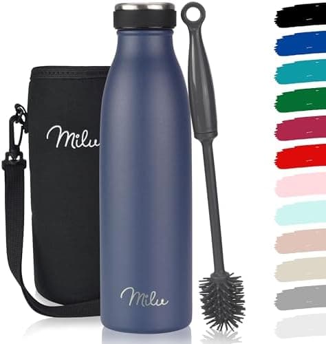 Milu Edelstahl Trinkflasche für Erwachsene – 750ml Isolierflasche zum Tragen – auslaufsicher, Kohlensäuregerecht inkl. R