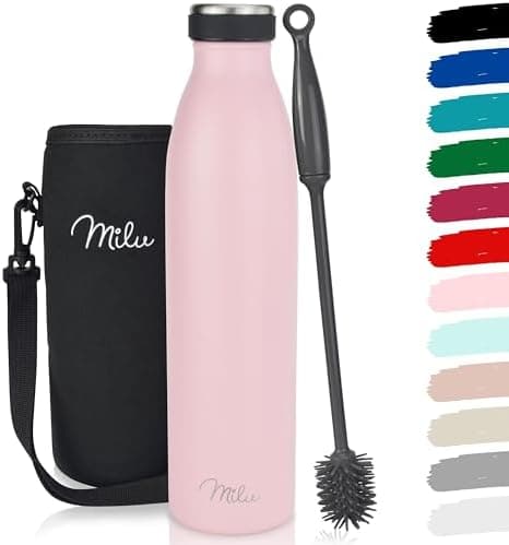 Milu Edelstahl Trinkflasche für Erwachsene – 750ml Isolierflasche zum Tragen – auslaufsicher, Kohlensäuregerecht inkl. R