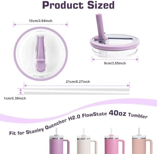 WALLFID 2-Stücks Ersatzdeckel für 40oz Tumbler abnehmbar, laufsicher, klappbarer Trinkhalm, wiederverwertbar, leicht rei