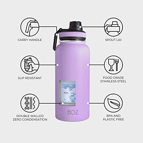 BOZ Ersatzdeckel für Trinkflasche - Strohhalm & Schraubverschluss - schwarz