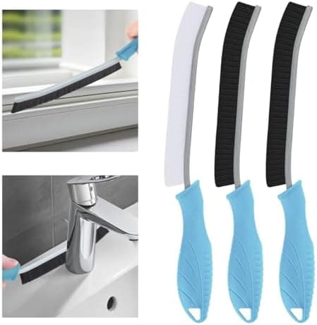 Hartborsten Eckenreinigungsbürste - Multifunktionale Reinigungsbürste für Toilette, Badezimmer und Küche (3 Stück, Schwa