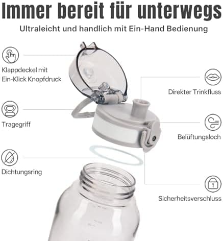 UZSPACE Kinder Trinkflasche 600ml - Sportlich, Auslaufsicher & Spülmaschinenfest zur Schule und Outdoor aktivarten für M