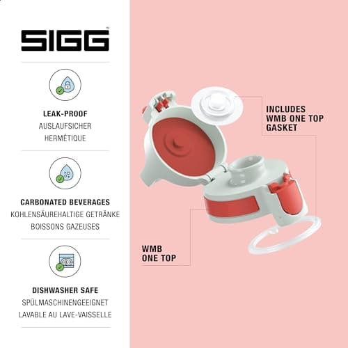 Sigg WMB ONE Top Verschluss - Einhändig bedienbar & auslaufsicher, für Trinkflaschen, Silikondichtung, One Size