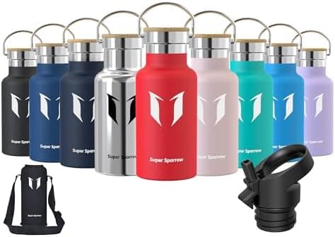 Super Sparrow Trinkflasche Edelstahl - Auslaufsicher Thermoskanne - Kinder für Sprudel, Sport, Schule, Fitness - 500ml -