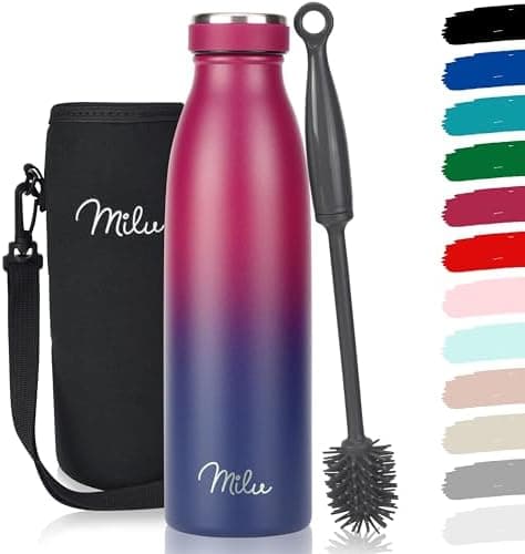Milu Edelstahl Trinkflasche für Erwachsene – 750ml Isolierflasche zum Tragen – auslaufsicher, Kohlensäuregerecht inkl. R