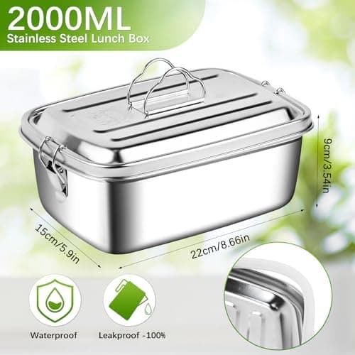 Kinder Brotdose WuGU 5-Fach Auslauf Sicher 1300 ml Grüne Lunchbox für Schule und Ausflüge