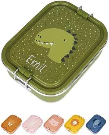 Wunderwunsch TRIXIE Edelstahl Lunchbox für Kinder, individuell mit deinem Namen persönliche Fuchslunchbox, perfekt zur E