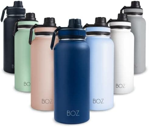 BOZ Ersatzdeckel für Trinkflasche - Strohhalm & Schraubverschluss - schwarz