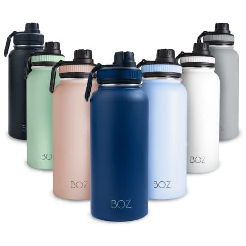 BOZ Ersatzdeckel für Trinkflasche - Strohhalm & Schraubverschluss - schwarz