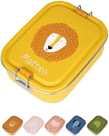 Wunderwunsch TRIXIE Edelstahl Lunchbox für Kinder, individuell mit deinem Namen persönliche Fuchslunchbox, perfekt zur E