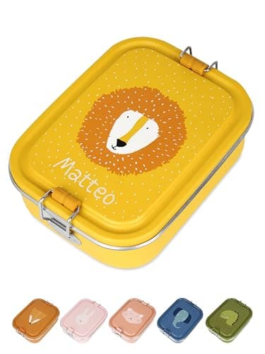 Wunderwunsch TRIXIE Edelstahl Lunchbox für Kinder, individuell mit deinem Namen persönliche Fuchslunchbox, perfekt zur E