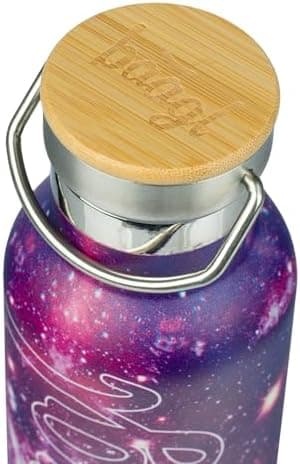 Baagl Thermosflasche Kinder Edelstahl – Auslaufsichere Wasserflasche für Mädchen – BPA-freie Flasche mit Bambusdeckel –