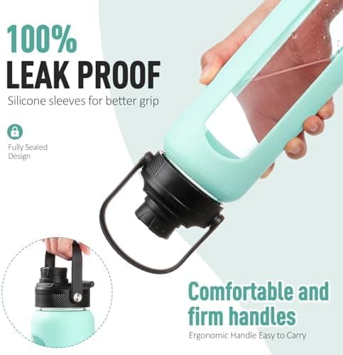 BLUEGO Glaswasserflasche 900ml BPA-frei für Outdoor Aktivitäten
| CADRES Glasbecher mit Zeitmarkierung und Silikonschut