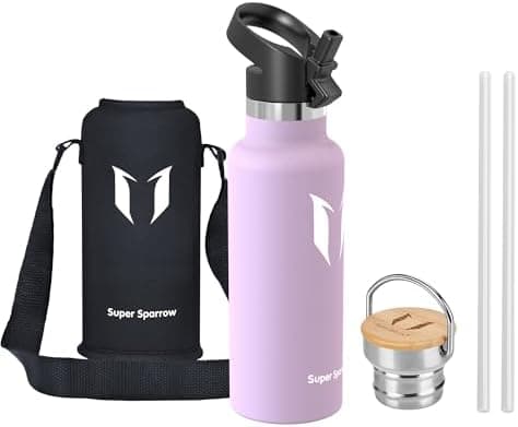 Super Sparrow Trinkflasche Edelstahl - Auslaufsicher Thermoskanne - Kinder für Sprudel, Sport, Schule, Fitness - 500ml -