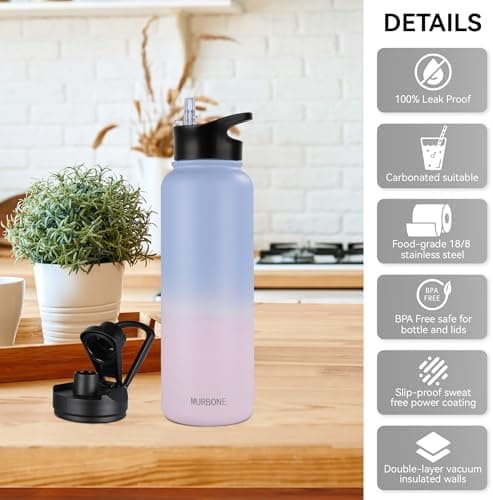 Edelstahl Trinkflasche 1.2L BPAfrei-Thermoskanne-Vakuum Doppelwandisolierung für Sport Campings-Reise-Kohlensäure Geeign