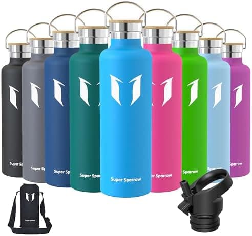 Super Sparrow Trinkflasche Edelstahl - Auslaufsicher Thermoskanne - Kinder für Sprudel, Sport, Schule, Fitness - 500ml -