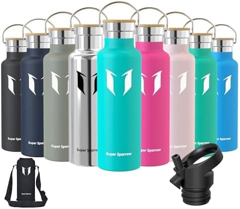 Super Sparrow Trinkflasche Edelstahl - Auslaufsicher Thermoskanne - Kinder für Sprudel, Sport, Schule, Fitness - 500ml -
