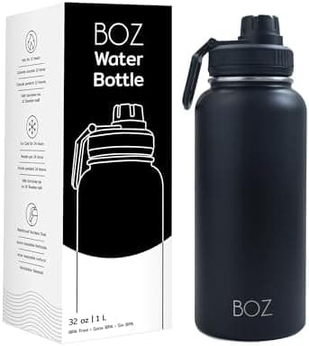 BOZ Ersatzdeckel für Trinkflasche - Strohhalm & Schraubverschluss - schwarz