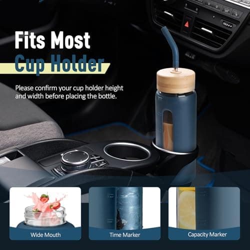 BLUEGO Glaswasserflasche 900ml BPA-frei für Outdoor Aktivitäten
| CADRES Glasbecher mit Zeitmarkierung und Silikonschut