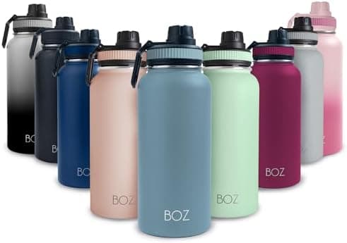 BOZ Ersatzdeckel für Trinkflasche - Strohhalm & Schraubverschluss - schwarz
