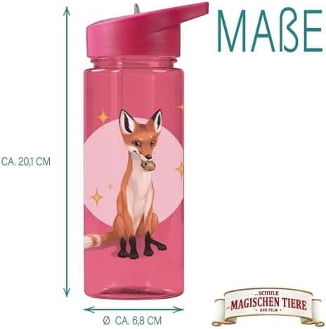 AWAVE Schule Magische Tiere Trinkflasche Kinder Edelstahl 380ml Blau Kohlensäure geeignet Thermosflasche Juri Einhandöff