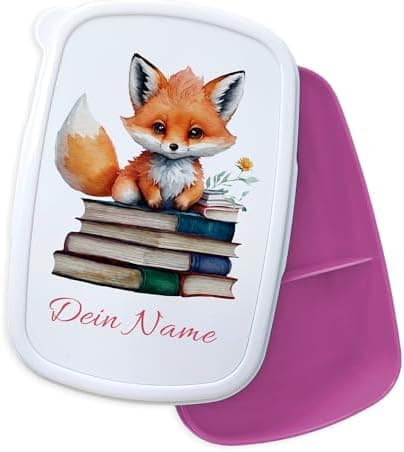 GRAZDesign Personalisierte Brotdose Fuchs mit Namen - Geschenk zur Einschulung für Kinder Kindergarten und Schule