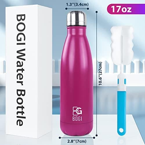 BOGI Doppelwandige Thermosflasche Edelstahl Trinkflasche Kinder Trinkflasche Schule Himmelblau Pink