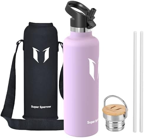 Super Sparrow Trinkflasche Edelstahl - Auslaufsicher Thermoskanne - Kinder für Sprudel, Sport, Schule, Fitness - 500ml -