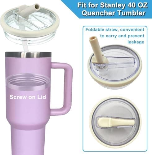 Wiederverwendbare Ersatzdeckel für 40oz Becher | Auslaufsichere Tumbler Abdeckungen | Stanley Cup Zubehör (Beige 2pcs)