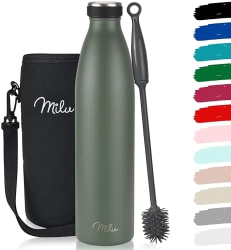 Milu Edelstahl Trinkflasche für Erwachsene – 750ml Isolierflasche zum Tragen – auslaufsicher, Kohlensäuregerecht inkl. R