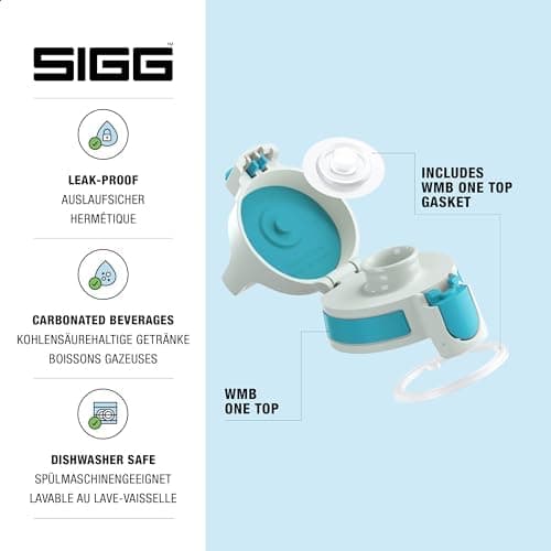 Sigg WMB ONE Top Verschluss - Einhändig bedienbar & auslaufsicher, für Trinkflaschen, Silikondichtung, One Size