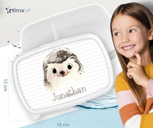 Timalo® Brotdose Kinder mit Namen | Personalisierte Bento Lunchbox für Jungen & Mädchen | Kindergarten & Schule Motiv Ti