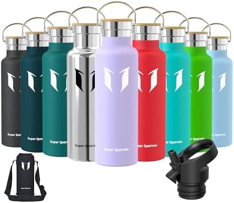 Super Sparrow Trinkflasche Edelstahl - Auslaufsicher Thermoskanne - Kinder für Sprudel, Sport, Schule, Fitness - 500ml -