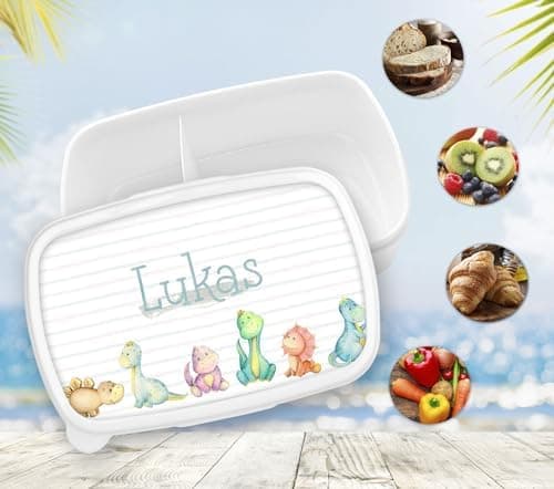 Timalo® Brotdose Kinder mit Namen | Personalisierte Bento Lunchbox für Jungen & Mädchen | Kindergarten & Schule Motiv Ti