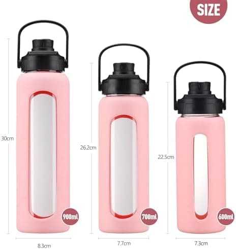 BLUEGO Glaswasserflasche 900ml BPA-frei für Outdoor Aktivitäten
| CADRES Glasbecher mit Zeitmarkierung und Silikonschut