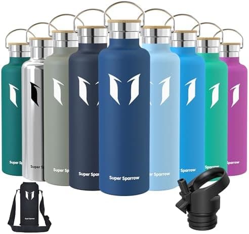 Super Sparrow Trinkflasche Edelstahl - Auslaufsicher Thermoskanne - Kinder für Sprudel, Sport, Schule, Fitness - 500ml -
