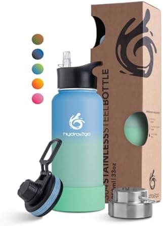 hydro2go Edelstahl Trinkflasche Mit Strohhalm, Bpa-Frei, Isolierflasche Für Kinder, Sport & Outdoor, 12h Heiß 24h Kalt H