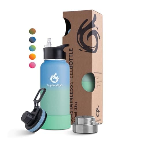 hydro2go Edelstahl Trinkflasche Mit Strohhalm, Bpa-Frei, Isolierflasche Für Kinder, Sport & Outdoor, 12h Heiß 24h Kalt H