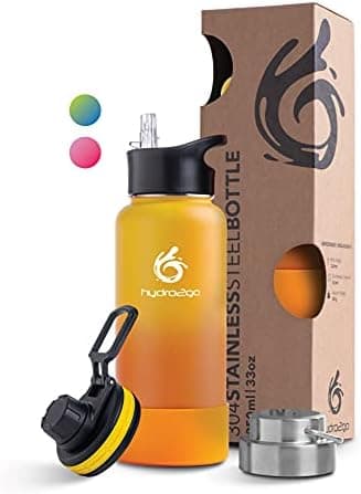 hydro2go Edelstahl Trinkflasche Mit Strohhalm, Bpa-Frei, Isolierflasche Für Kinder, Sport & Outdoor, 12h Heiß 24h Kalt H