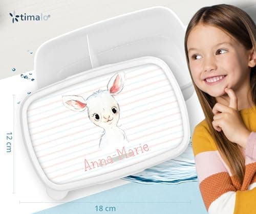 Timalo® Brotdose Kinder mit Namen | Personalisierte Bento Lunchbox für Jungen & Mädchen | Kindergarten & Schule Motiv Ti