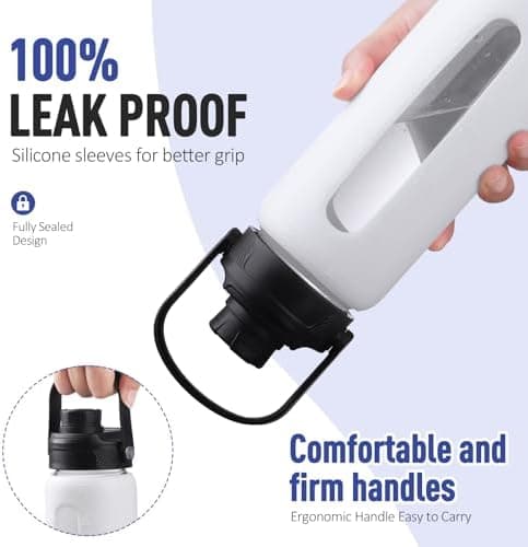 BLUEGO Glaswasserflasche 900ml BPA-frei für Outdoor Aktivitäten
| CADRES Glasbecher mit Zeitmarkierung und Silikonschut