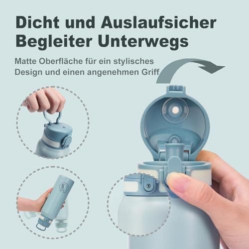 Thermosflasche UZSPACE Waldgrün Kinder 700ml Isolierte Edelstahl Trinkflasche 100% Auslaufsicher Outdoor Fitness Schule