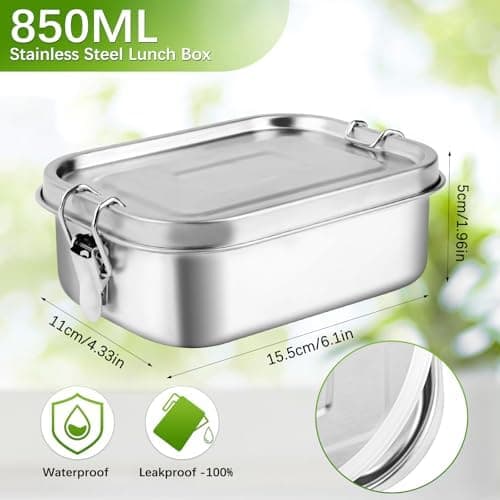 Kinder Brotdose WuGU 5-Fach Auslauf Sicher 1300 ml Grüne Lunchbox für Schule und Ausflüge