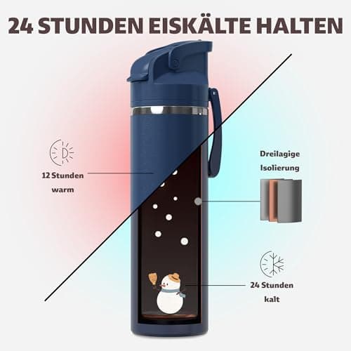 OISIZ Isolierte Edelstahl Trinkflasche 720ml für Outdoor Aktivitäten und Sport 100% auslaufsicher mit Vakuum-Technologie