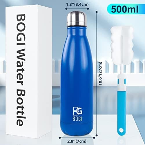 BOGI Doppelwandige Thermosflasche Edelstahl Trinkflasche Kinder Trinkflasche Schule Himmelblau Pink