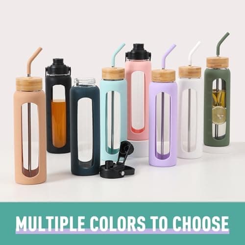 BLUEGO Glaswasserflasche 900ml BPA-frei für Outdoor Aktivitäten
| CADRES Glasbecher mit Zeitmarkierung und Silikonschut