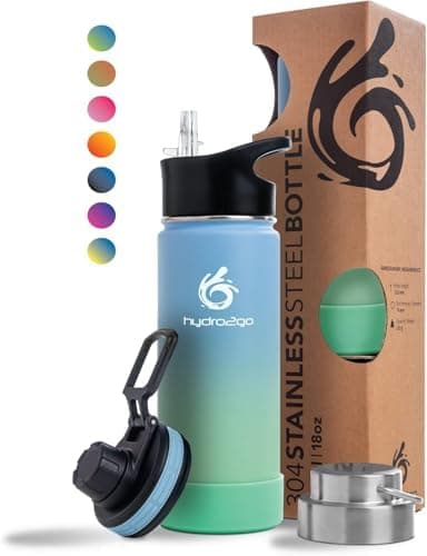 hydro2go Edelstahl Trinkflasche Mit Strohhalm, Bpa-Frei, Isolierflasche Für Kinder, Sport & Outdoor, 12h Heiß 24h Kalt H