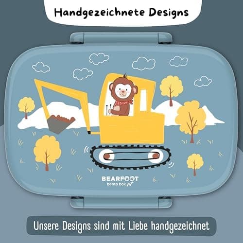 Bearfoot Brotdose Kinder BPAfrei mit Fächern Lunchbox für Mädchen & Jungen