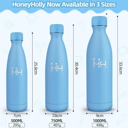 HoneyHolly Kinder Trinkflasche Doppelwandig, 500ML BPA-frei, Thermosflasche für Fitness und Gym